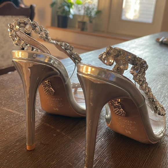 Aquazzura Crystal Temptation embellished metallic leather PVC slingback Heels - Picture 6 of 13